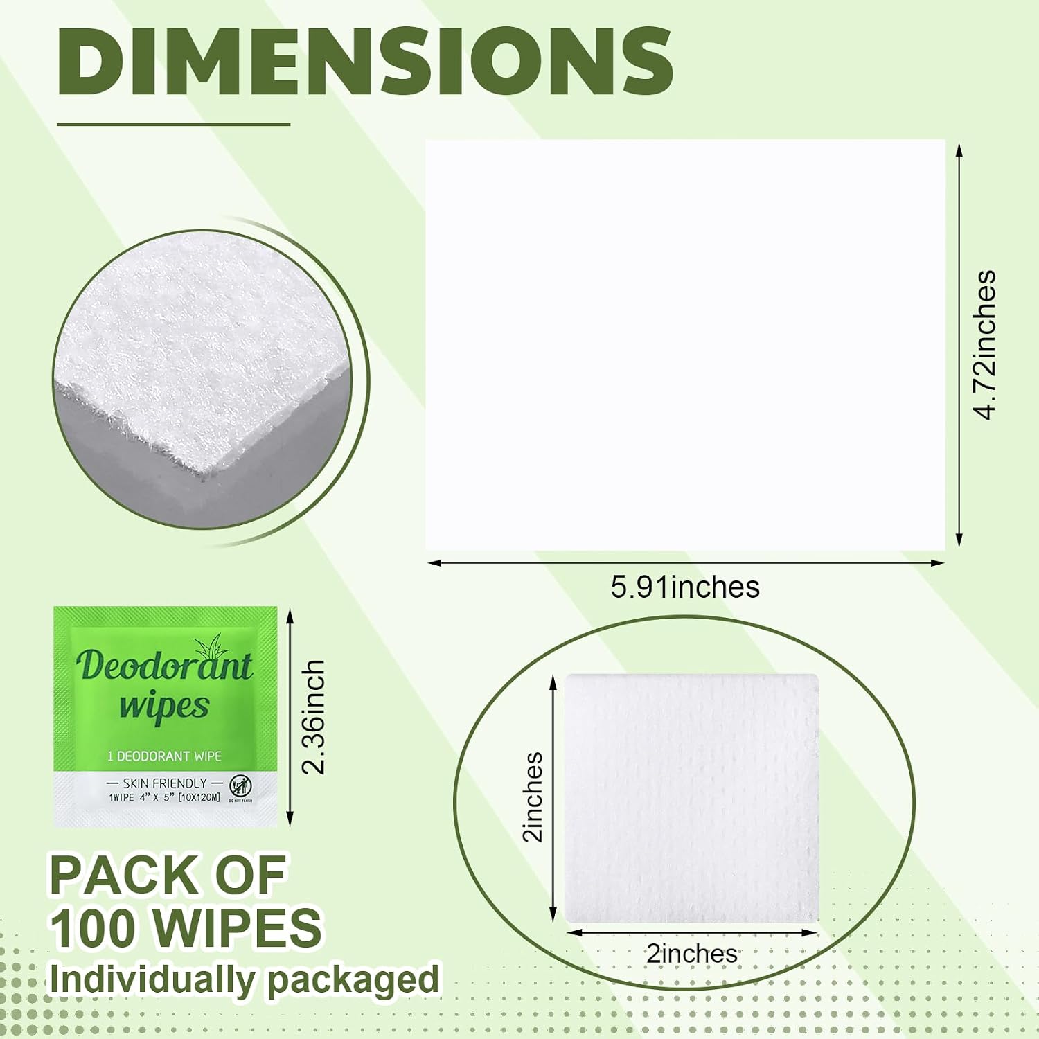 Timgle 100 Pcs Deodorant Body Wipes Individual Wrapped Bluk,Aloe Vera image 2