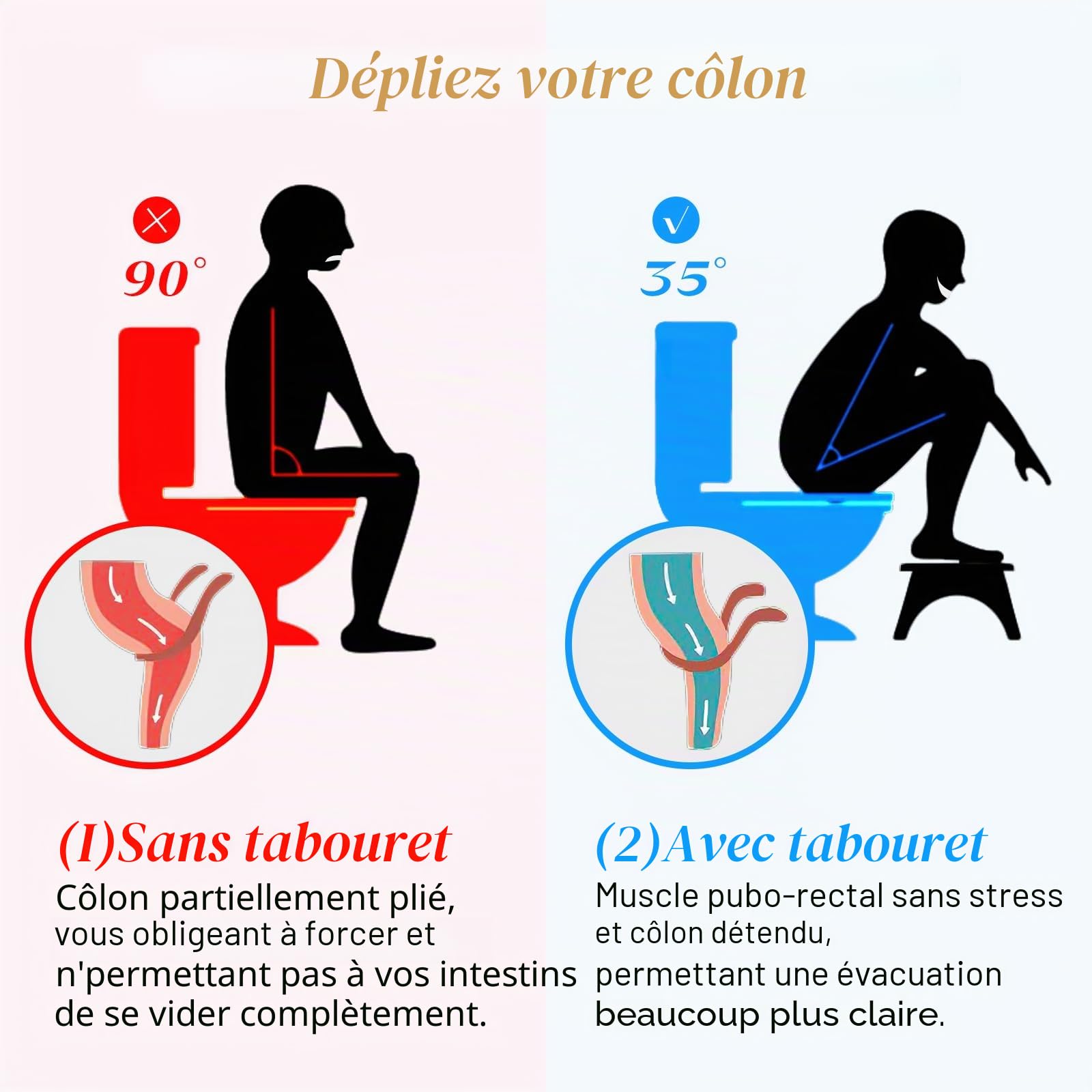 Tabouret de Toilettes en Acrylique, Tabouret de Toilette pour Adulte et Enfants, Marches Toilette Physiologique,Repose Pied Toilette pour WC Constipation,Simple Bain Toilettes Tabouret