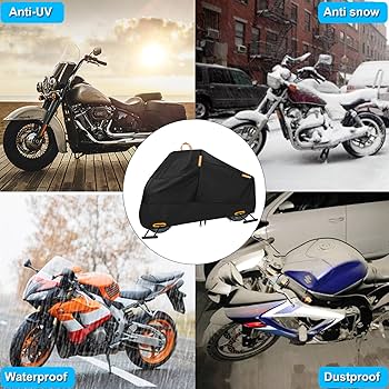 ZILNOX 300D Heavy Duty Motorcycle Cover With 1 Pair Of Cycling Gloves, Outdoor Protection Scooter Cover With 7 Reflective Strips Zlno2238