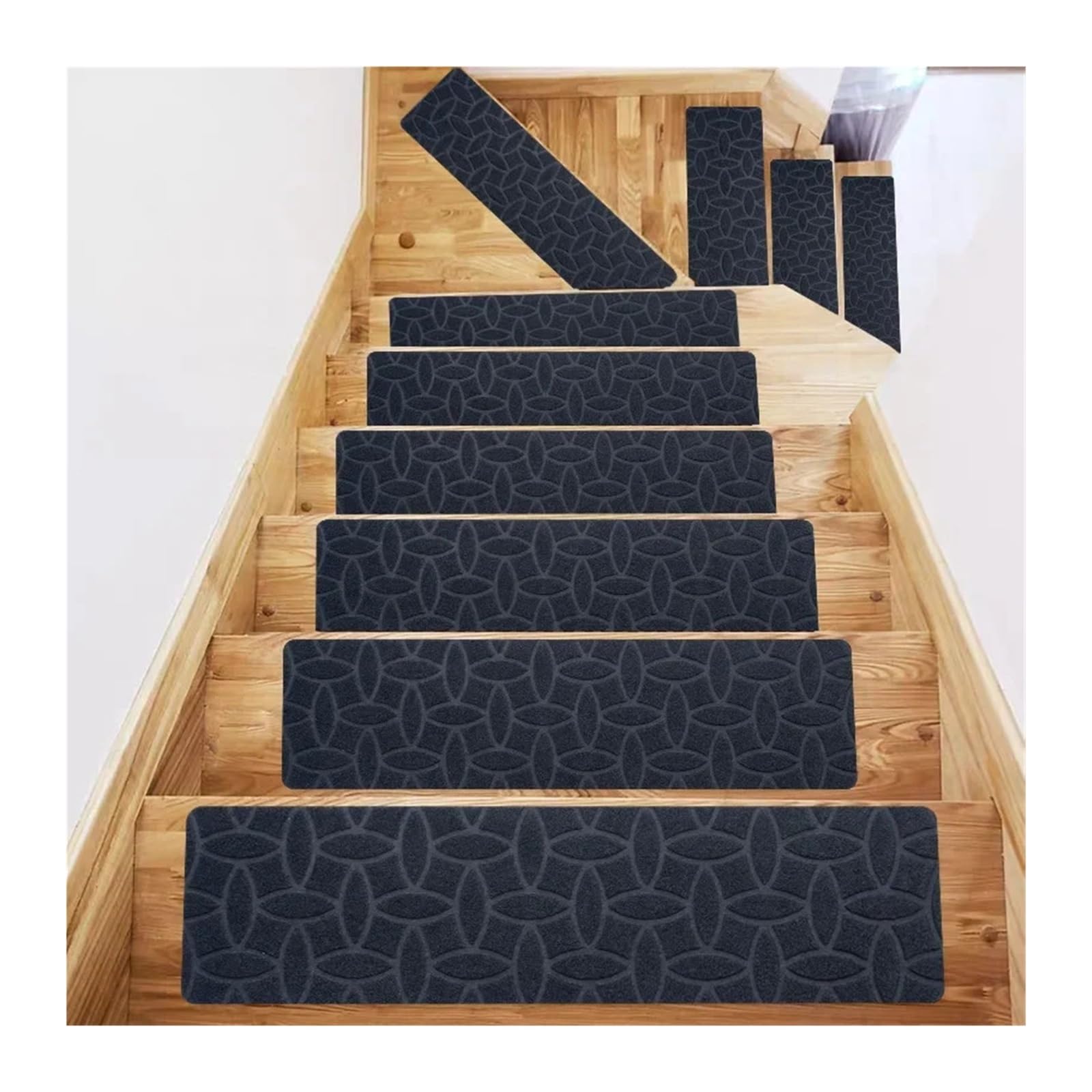 Peldaños de escalera autoadhesivos antideslizantes suaves grises de 76 x 20,3 cm