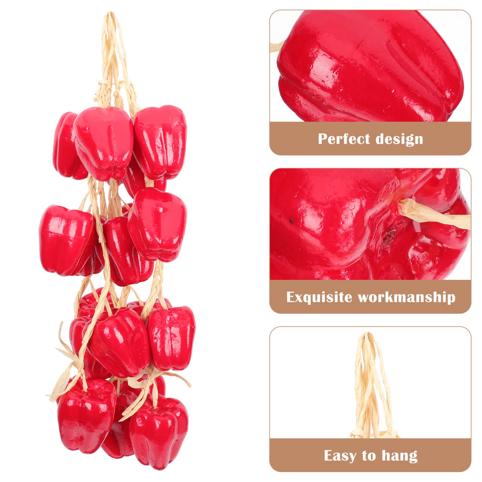 Corde Di Peperoni Artificiali - 5 Pezzi | Decorazione Per Cucina, Fattoria O Foto