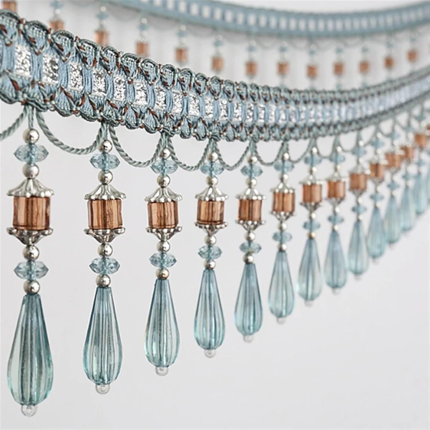 Borlas de cortina de cristal y adornos de pasamaneria para muebles