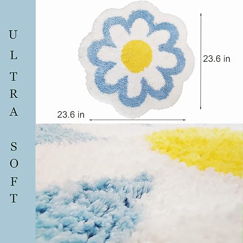 Miniatura 8 de YRXRUS Alfombras de baño en forma de flor, alfombra de baño redonda rosa para decoración de primavera, alfombras de baño ultra suaves y absorbentes,