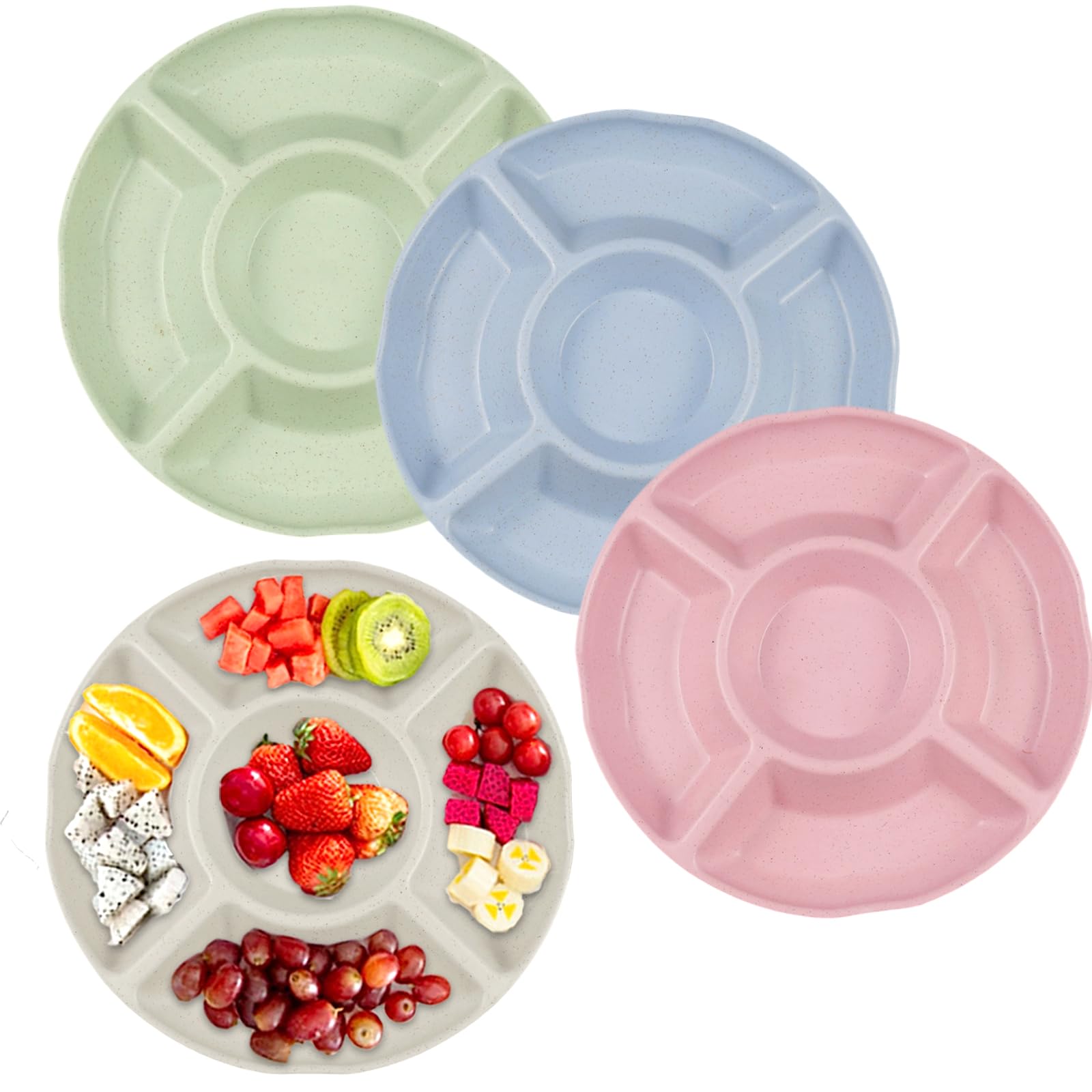 Set 4 Ciotole Snack A Scomparti 23 Cm E 20 Forchette Frutta, Piatto Porta Stuzzichini In PP Antiscivolo Per Frutta Secca E Caramelle - 4