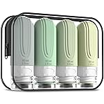 Mrsdry Travel Bottles for Toiletries, Tsa Approved 2oz Travel size Bottles, BPA Free Leak Proof Travels Toiletry Containers, Traveler Accessories with Toiletry Bag for Shampoo Liquid (4 Pack)