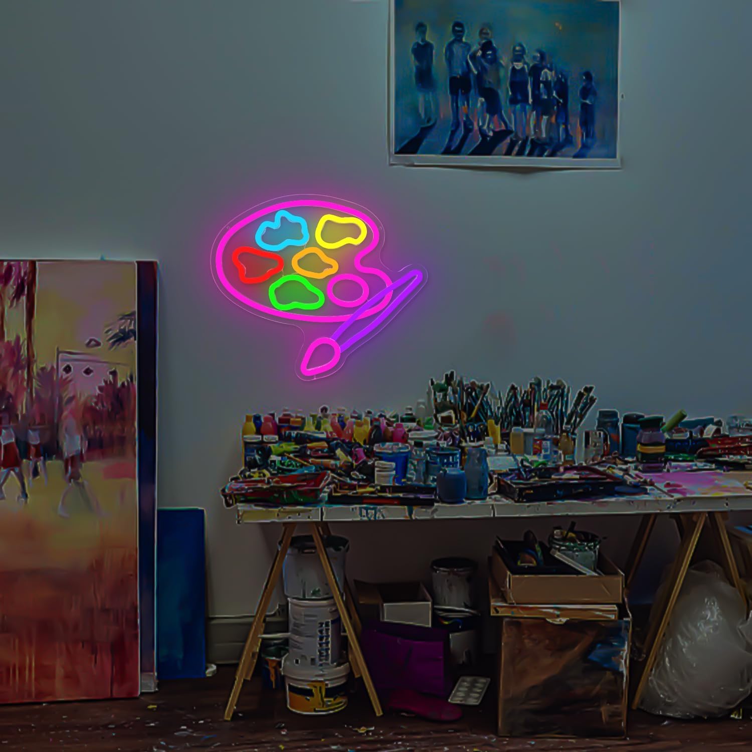 Paint Palette Neon Sign Art Classroom Decor Artist Palette Led Neon Sign Painting Room Decoration Studio Room Neon Lights Up Sign for Aesthetic Operated Gift for Painter - Image 5