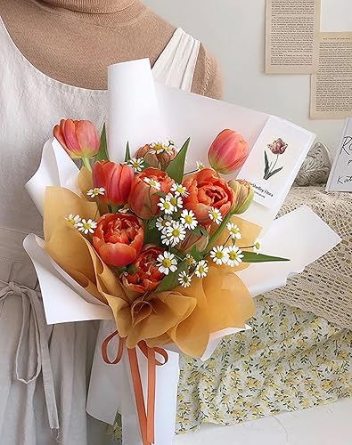 Miniatura 8 de Papel de regalo de algodón coreano, papel de regalo floral no tejido, 10 hojas, suministros para floristería, papel de regalo de ramo de flores