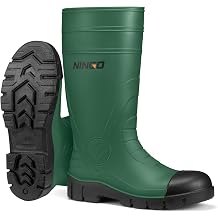 NINGO Steel Toe Rain Boots for Men, Waterproof PVC Rubber Boots with Puncture & Slip Resistant Design, Outdoor Knee High Mud Rainboots, Durable Fishing Footwear for Garden, Agriculture Industrial