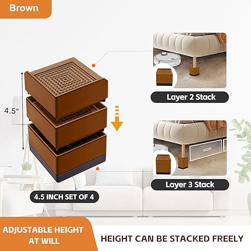 Miniatura 24 de Bed Risers, Furniture Raise Blocks, 2,3 or 4 inch Stilts Heavy Duty for Bed Couch Desk Sofa Table Lifts, Furniture Legs Lifters Support up to 1300
