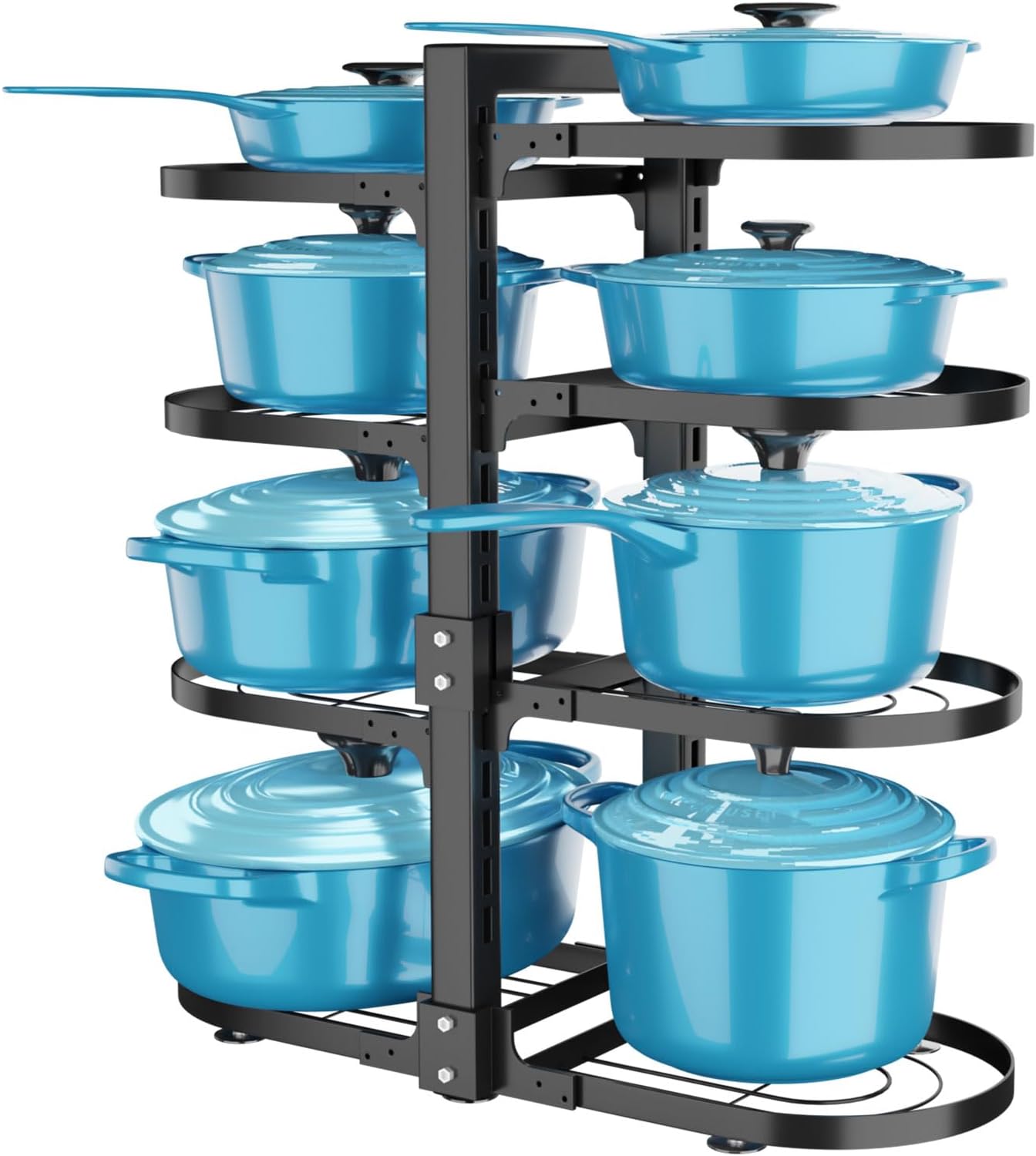 IVODEELA Pot and Pan Organiser,8 Tier Adjustable Saucepan Rack
