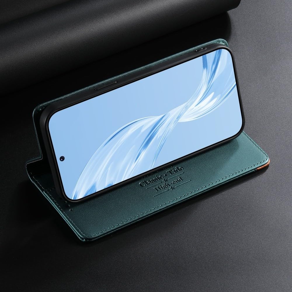 étui compatible avec Sony Xperia 5 V (Couleur : vert) portefeuille magnétique flip back case cuir premium cover