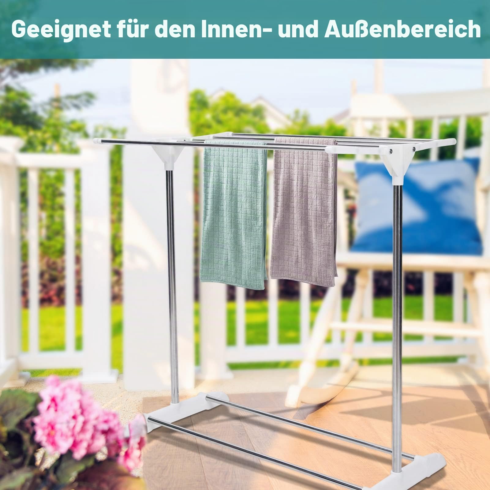 Pilipane Wäscheständer schmal, wäscheständer klein, große Trockenfläche wäschständer, Faltbarer und Verstellbarer kleiderständer, robuster und langlebiger Wäschetrockner für trockene