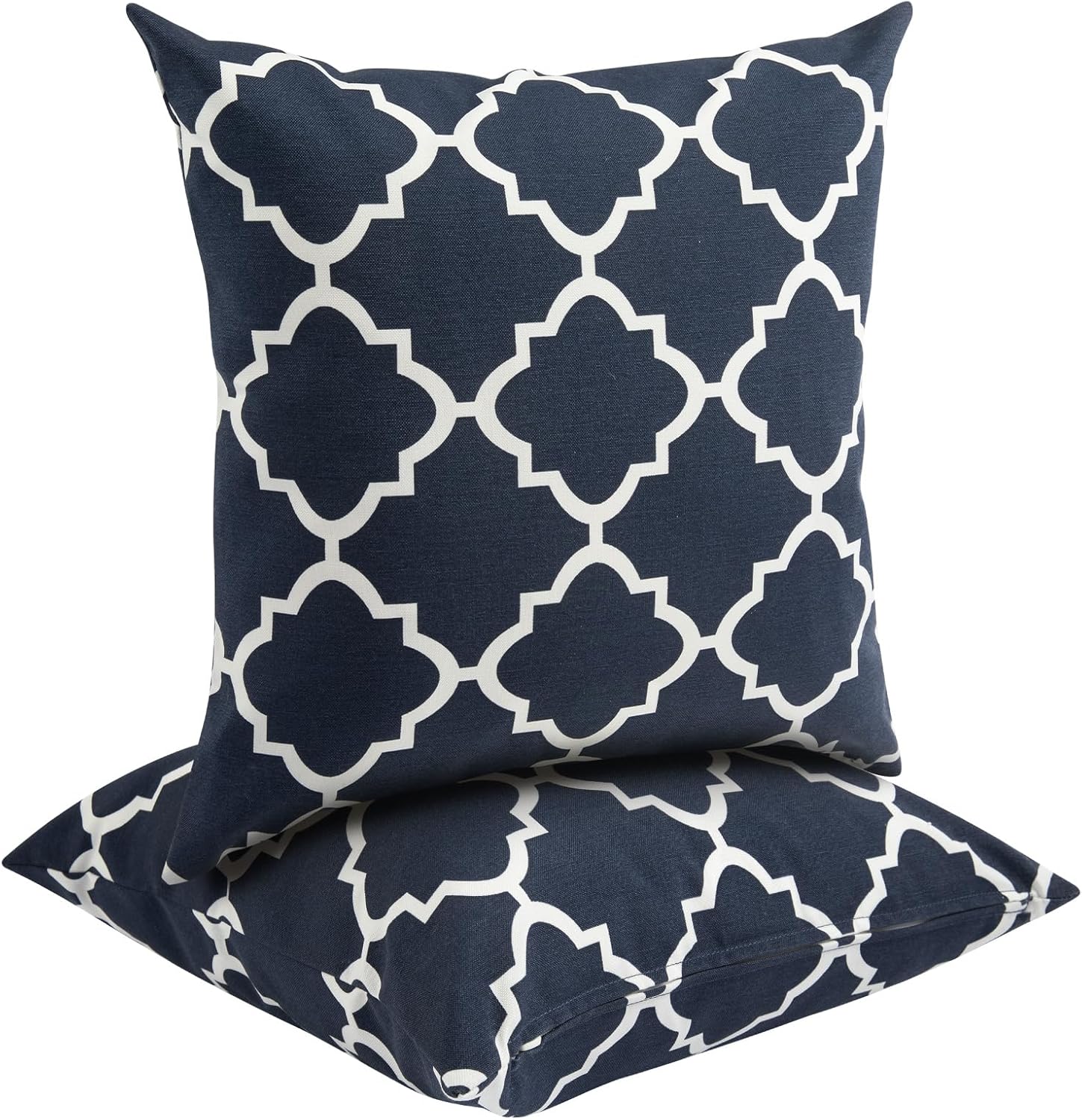 Outdoor Throw Pillows Water Resistant 18x18 inch,Decorative Throw Pillow with Insert Set of 2,Hidden Zipper Headrests for Patio Furniture Sofa Couch Chair (Blue Geometry)