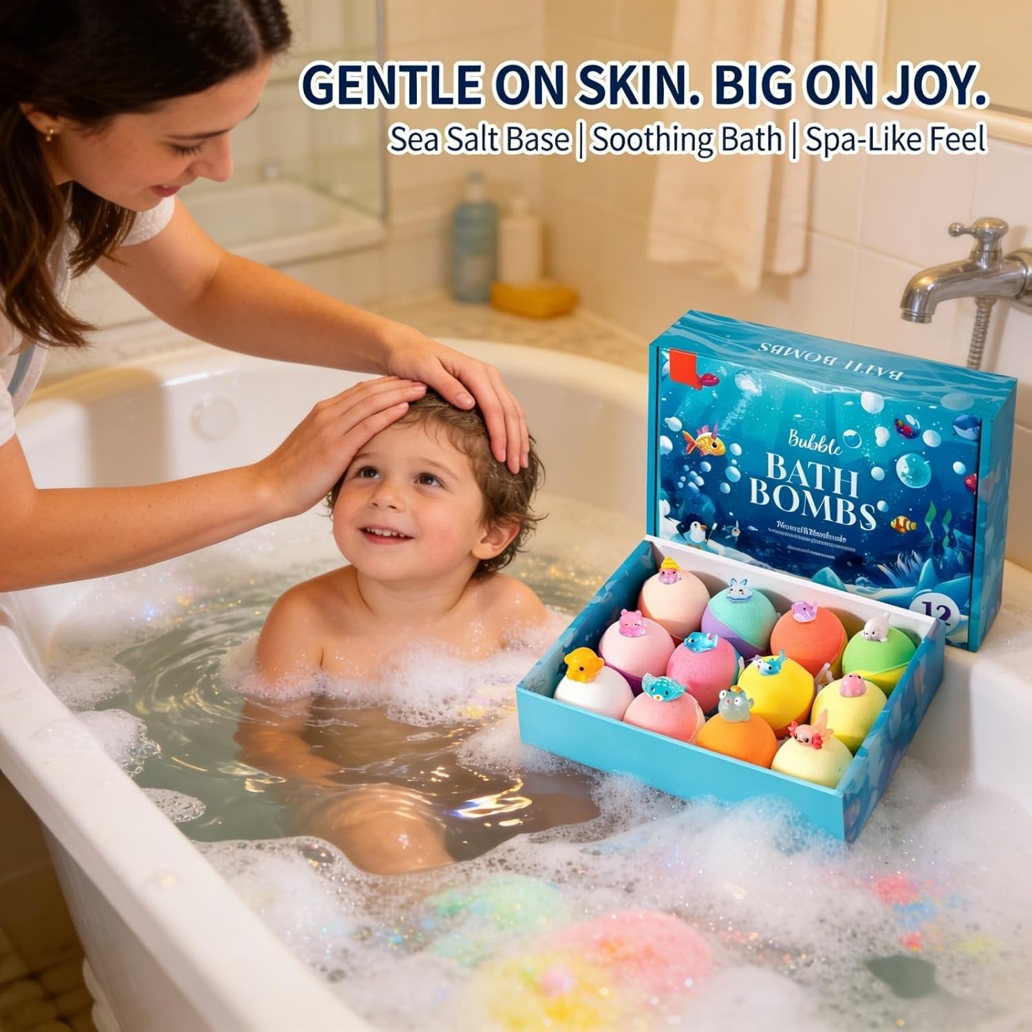 Bath Bombs with Toys Inside, Easter Fizzy Bubble Bath Bombs Gift Set with Surprise Inside (*2)