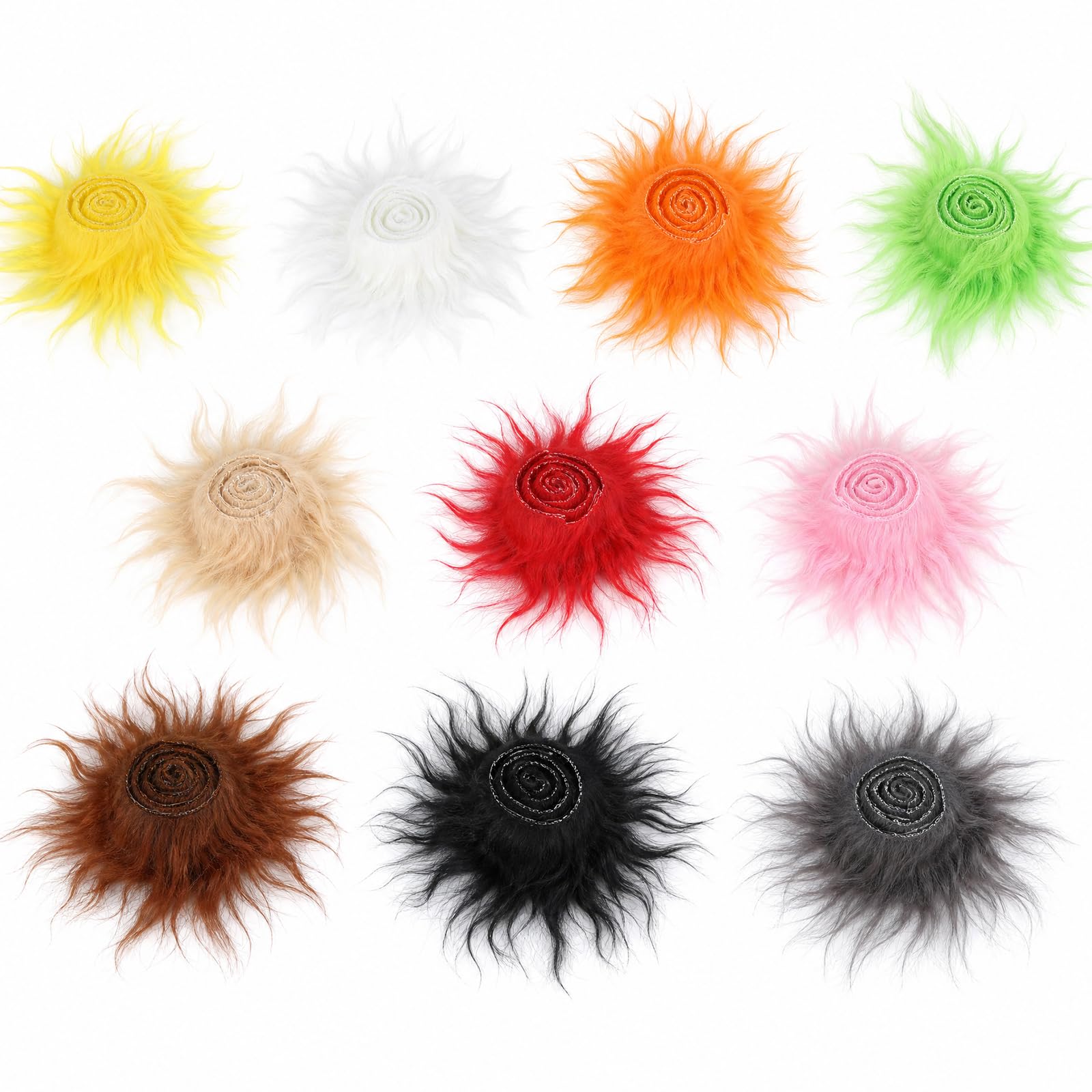 10 Pcs Faux Fur Strips for Therian Mask, Fluffy Fake Fur Fabric for Furry Mask DIY, Soft Faux Fur Craft Fabric for Cosplay Costumes, Hats & DIY Crafts