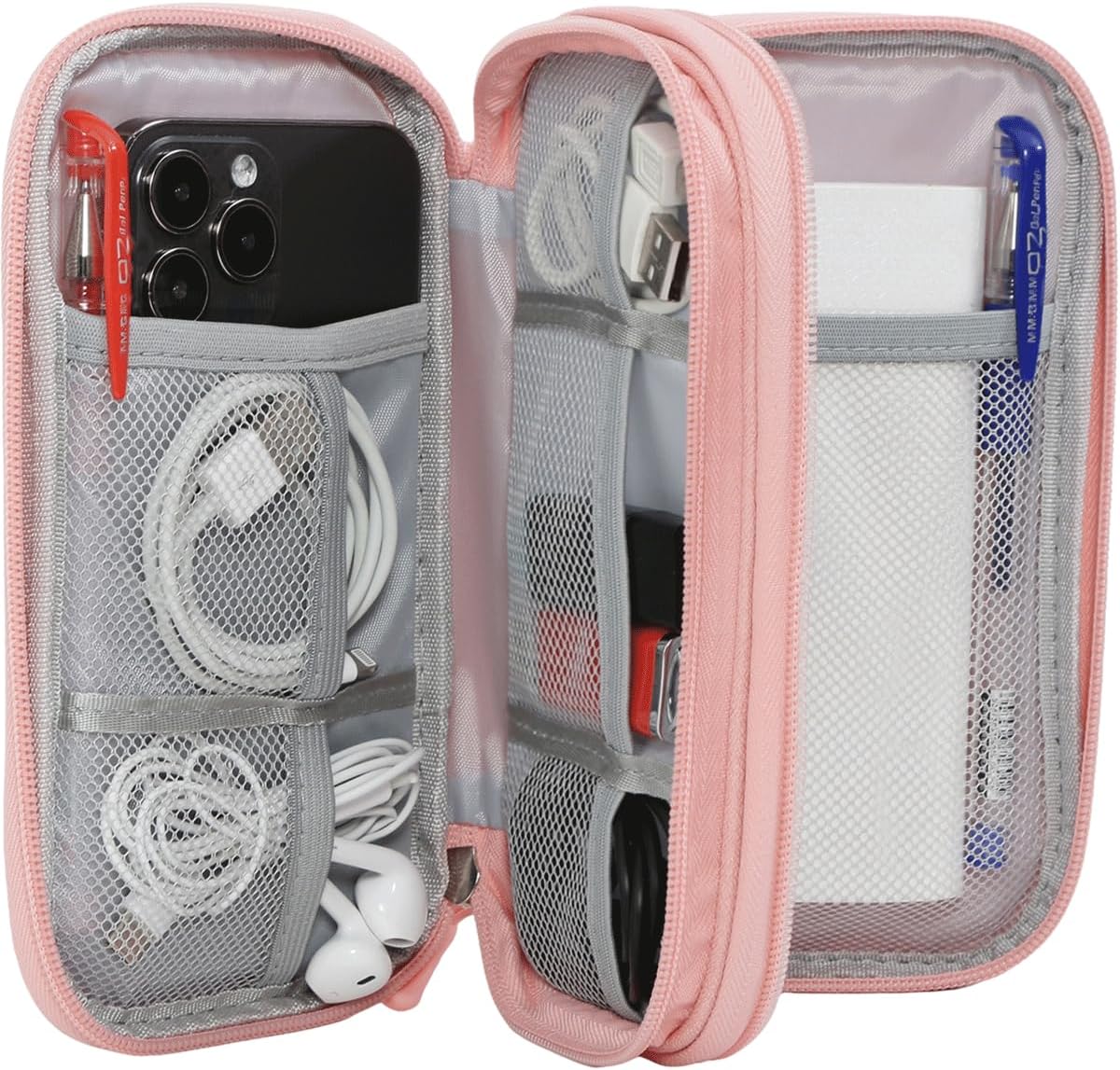 Electronics Accessories Organizer Pouch Bag, Electronic Organizer Travel Case Cable Organizer Electronics Accessories Bag for Cable, Cord, Charger, Power Bank, Earphone (Light Pink, Large) Large Light Pink image 3 of 7 B0D4TMQYN1