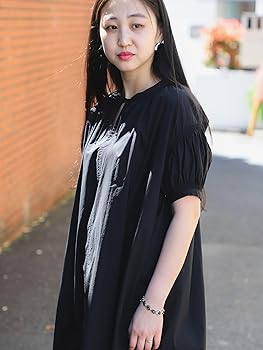 Ray BEAMS スリットネック ボリューム ワンピース 青 Ray BEAMS（レイビームス）の「スリットネック ボリューム