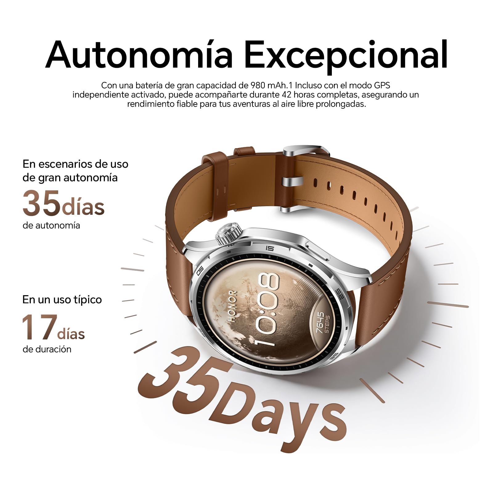 HONOR Watch 6, Reloj Inteligente Pantalla AMOLED 1,46", Batería 35 Días, Resistente al Agua 5ATM IP69, Modos Fútbol y Bádminton, Monitorización de Salud Todo el Día, Compatible con Android iOS