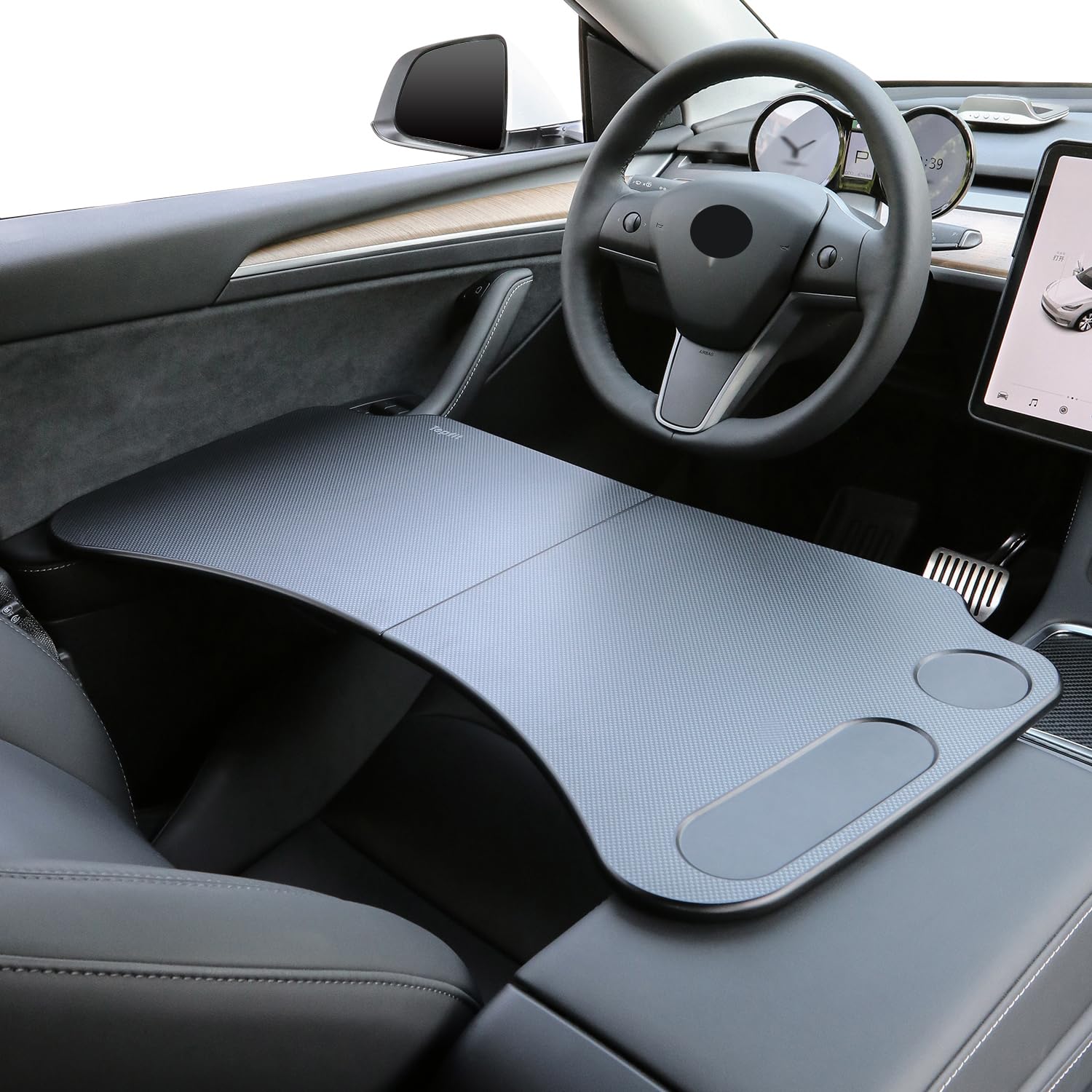 para Tesla Model 3 Model Y Mesa de Trabajo Plegable para portátil Accesorios Tesla Mesa para Volante (Patrón de Fibra de Carbono)