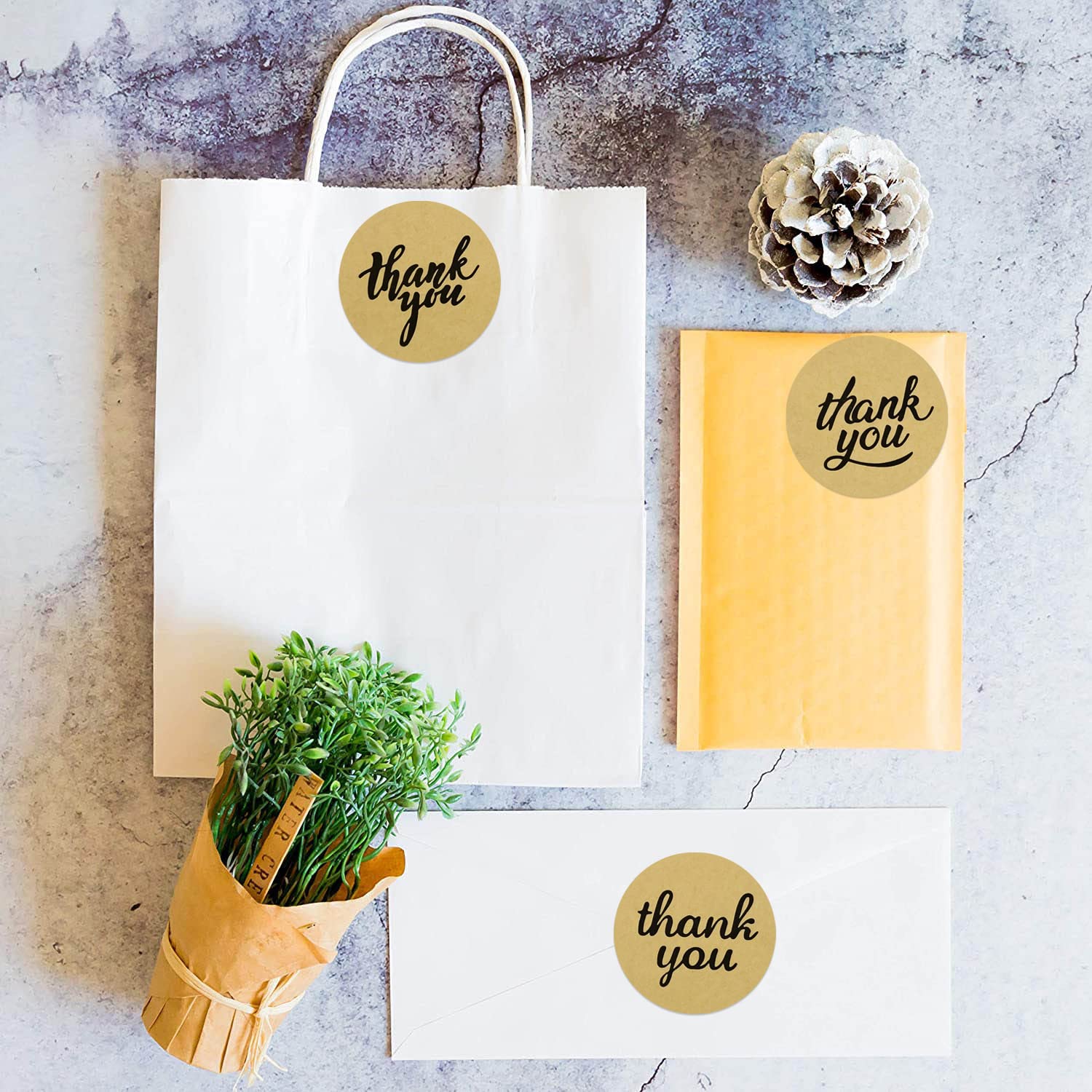 Snapklik.com : 1.5 Inch Thank You Stickers, 500 PCS Kraft Thank You ...