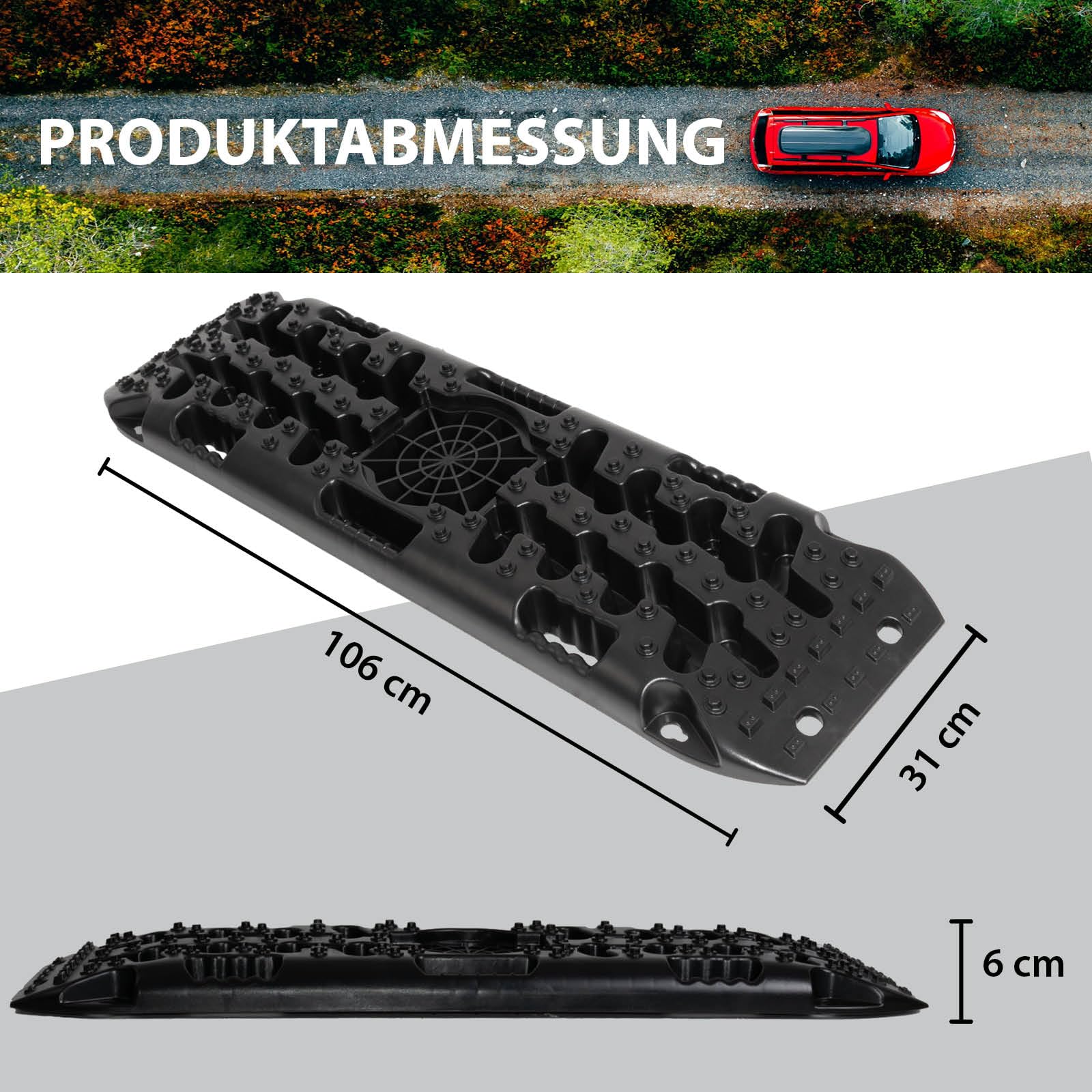 TRUTZHOLM 2X Anfahrhilfe 106x31x6 cm Sandbleche 5t | Unterlegrampe, Offroad Traktionshilfe Recovery Board, Schlamm Schnee Sand, Mit Aufbewahrungstasche