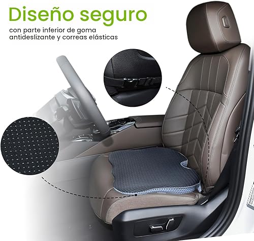 Miniatura 6 de Cojín de asiento de coche de espuma viscoelástica suave y densa para conducir, cojín de asiento para conductor de asiento de automóvil con diseño de