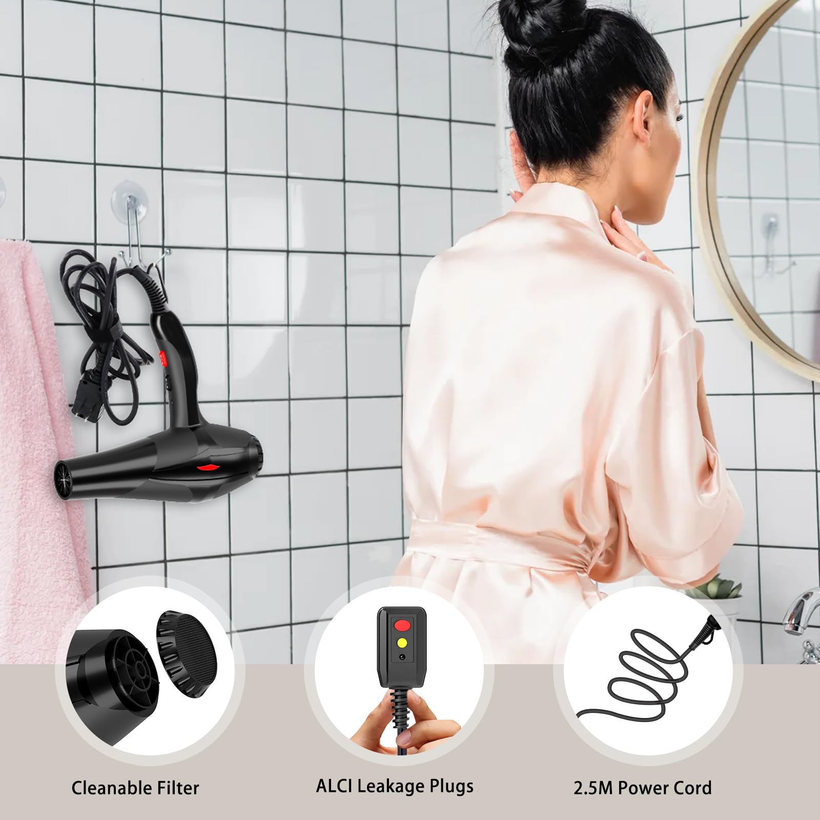 Hair Dryer Professional Ionic Salon Hair Dryer 2400W Powerful Fast