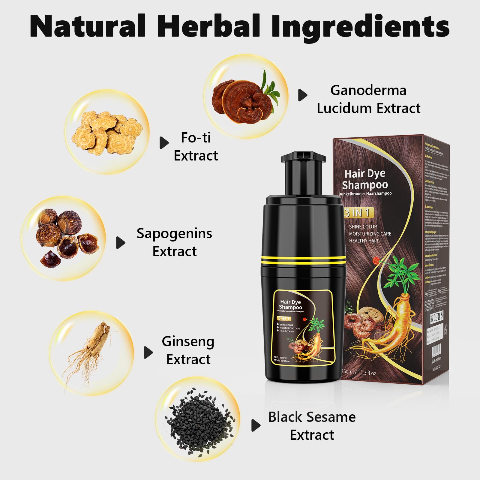 Amazon.com : Mokasakiso Dark Brown Hair Dye Shampoo 3 in 1, Herbal