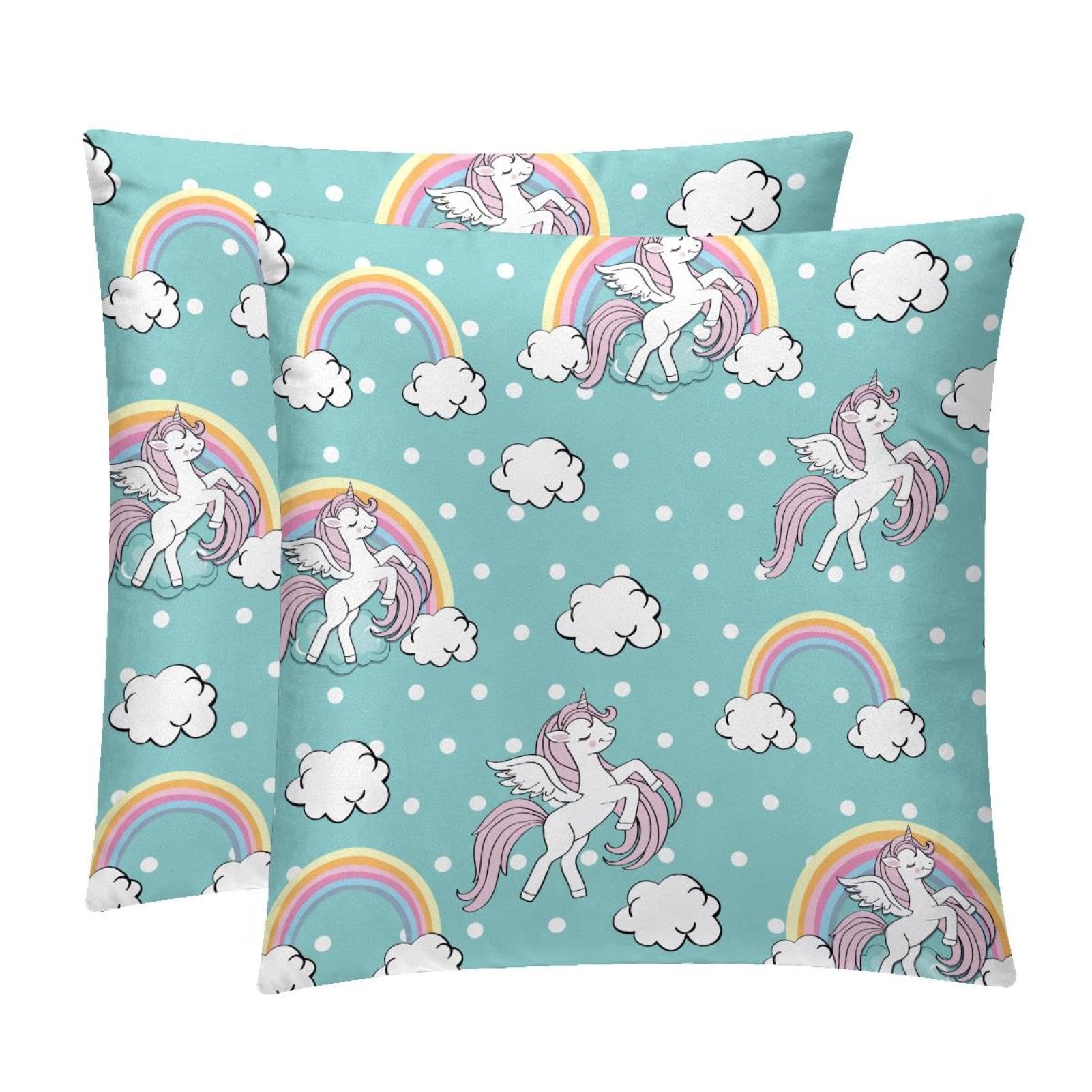 TDGKPZ Rainbow Unicorn Throw Pillow Covers 2 Pack Cushion Cases Decorative Pillow Cases Home Decor 50x50cm