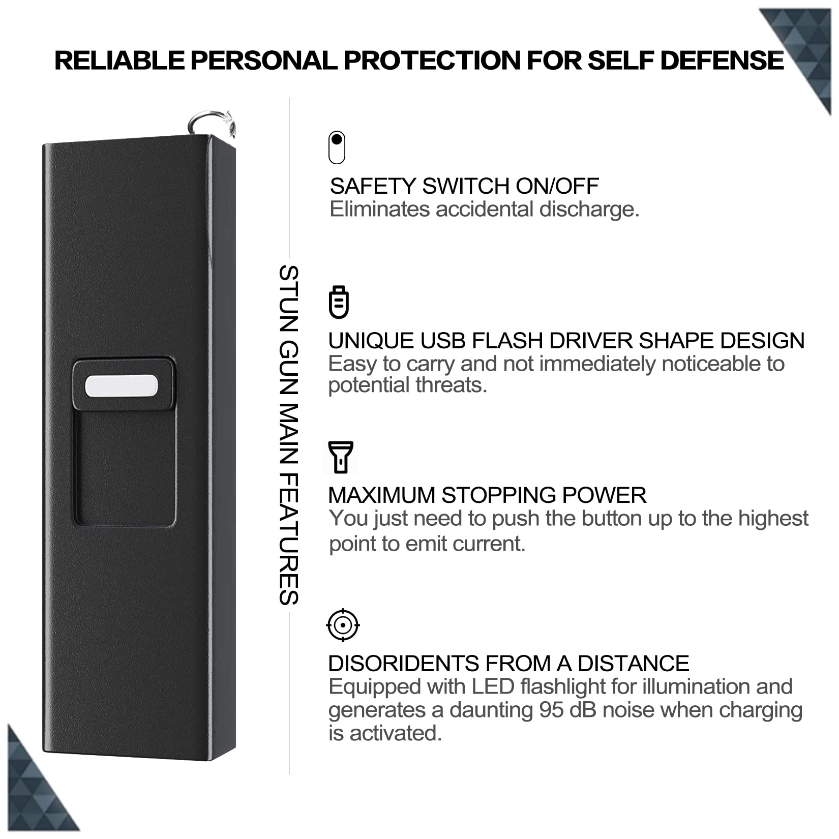 AIMHUNTER 10 Million Volt Micro Stun Gun Keychain Mini Stun Gun for