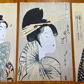 パブミラー　ガラス絵　 歌舞伎　団十郞図 　大判 　歌麿呂写し 　完品 Kitagawa Utamaro（喜多川歌麿） 喜多川歌麿「高島屋おひさ
