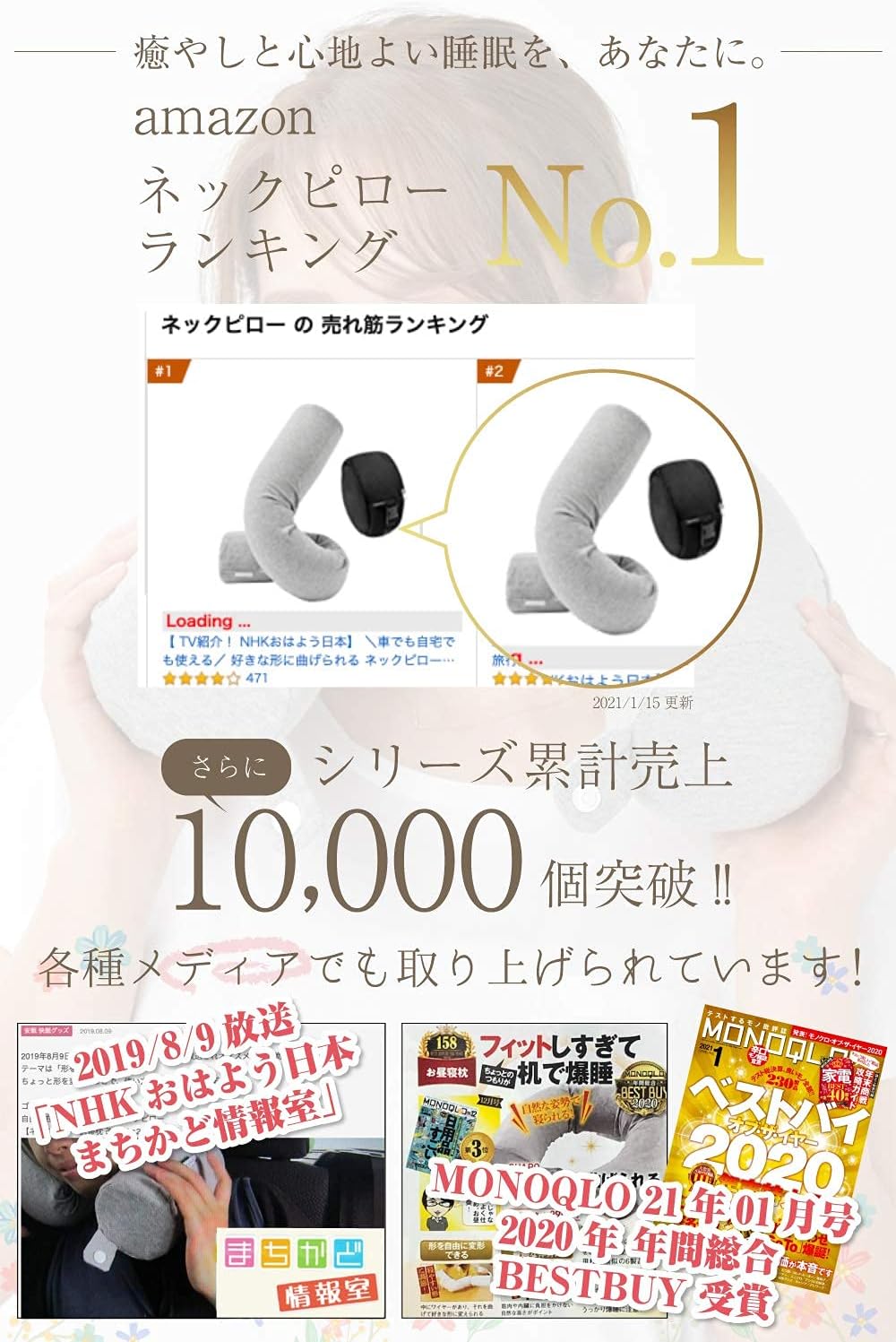 Amazon Guapo 好きな形に曲げられる ネックピロー 低反発 クッション 携帯枕 トラベルピロー 昼寝枕 ネックピロー オンライン通販