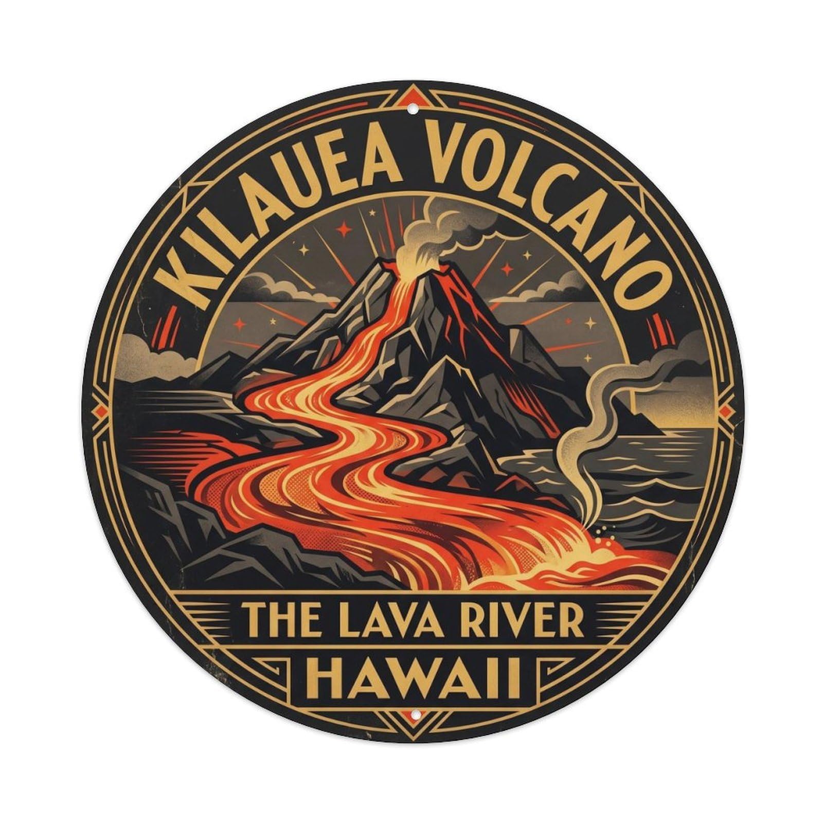 Okahys 8X8inch Classic Style Kilauea Lava River Hawaii Island Nature Volcano Metal Tin Sign