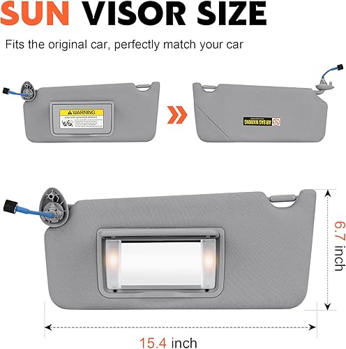 Miniatura 2 de Reemplazo del parasol del lado izquierdo del conductor gris compatible con Honda Accord 2008 2009 2010 2011 2012 Reemplazo 83280TA0A91ZB
