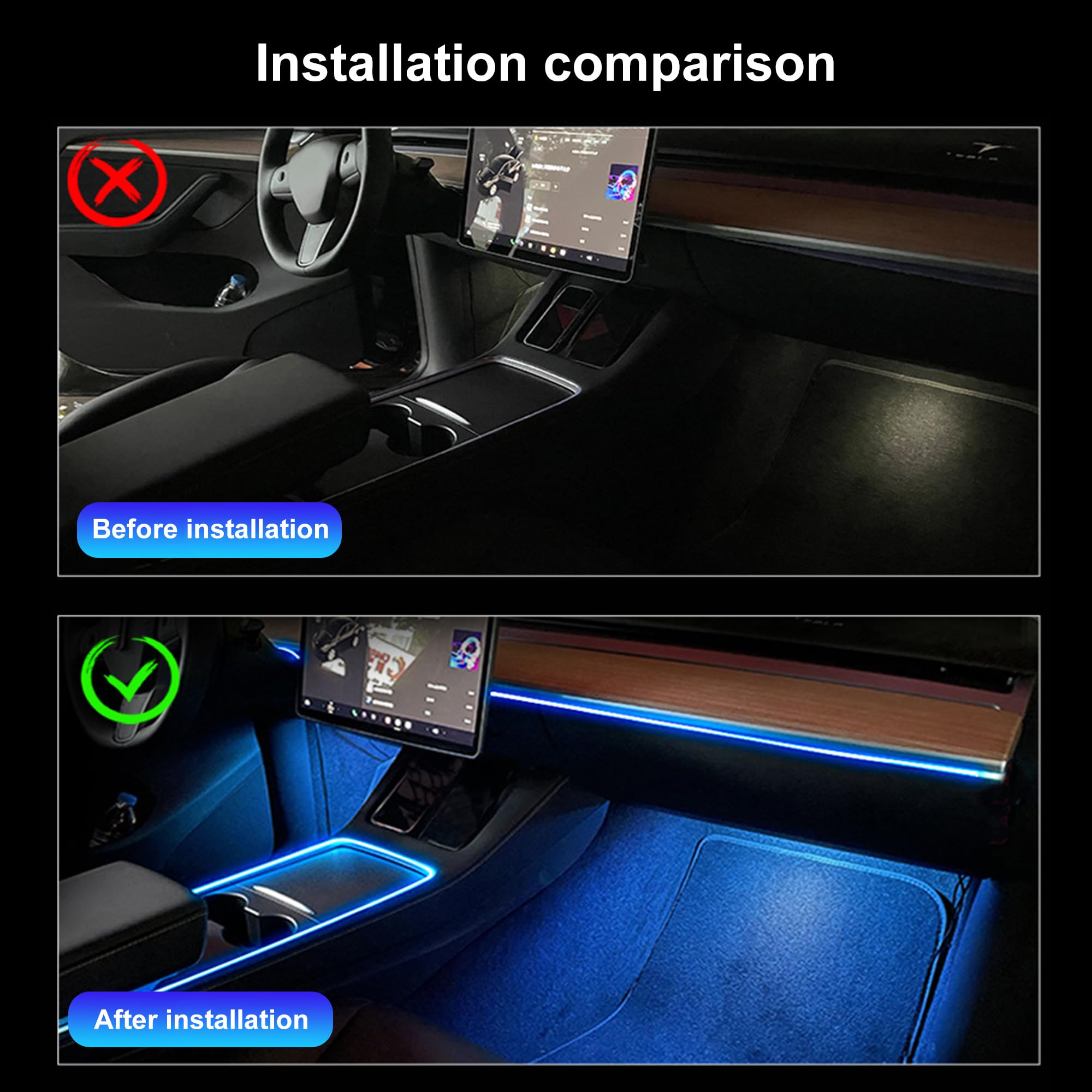 8 metri di fibra ottica Auto illuminazione ambientale con Bluetooth App Control + RF telecomando 64 colori musica multicolore Kit di illuminazione interna DC 12V 1W