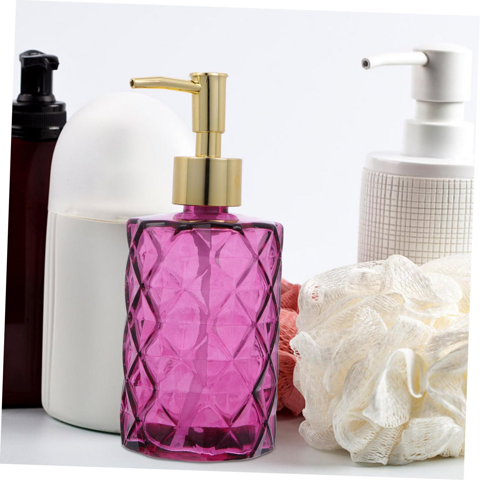 Set di 3 Flaconi in Vetro con Pompa per Bagno, Ricaricabili