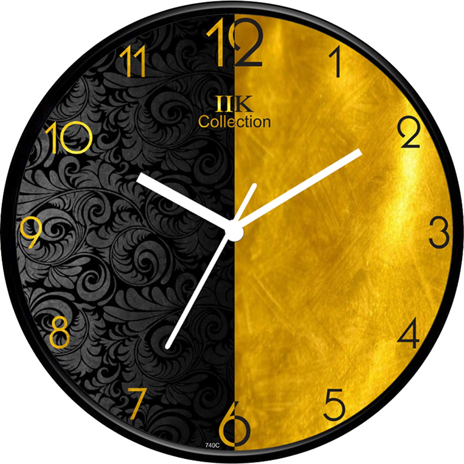 IIK COLLECTION 12-inch Designer Plastic Analogue Round WallClock for Home, Kitchen, Living Room, Bedroom, Office (30 cm x 30 cm x 6 cm)