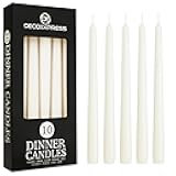 DECO EXPRESS Candles Set Classic Dripless Tapered Metallic Unscented 8H Burning Time, Decorative Dinner Candles for Restaurant Home Christmas, Variety of Packs & Colours (White - 10 Pack)