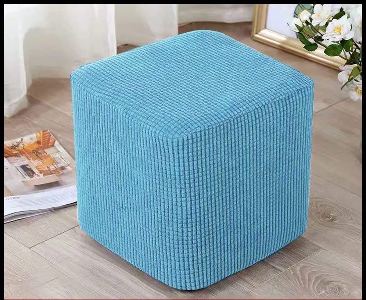 WOYAOFEI Square/Round Ottoman Slipcover Cover Stretch Footstool Foot Stool Covers Ottoman Cover, Thicked Cover For Pouffe, Decorative Washable Sofa Foot Rest Cover (Color : #9, Size : (35X35CM))