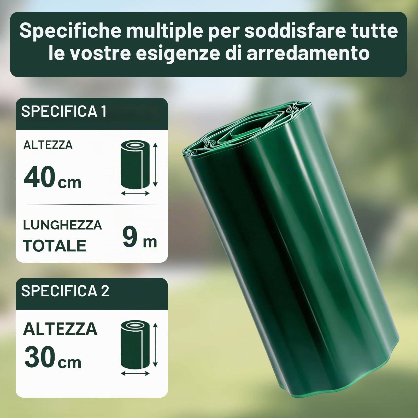 Recinzione in plastica per giardino, giardino, orticoltura, prato (altezza 30 cm, lunghezza 9 m) (altezza 30 cm, lunghezza 9 cm)