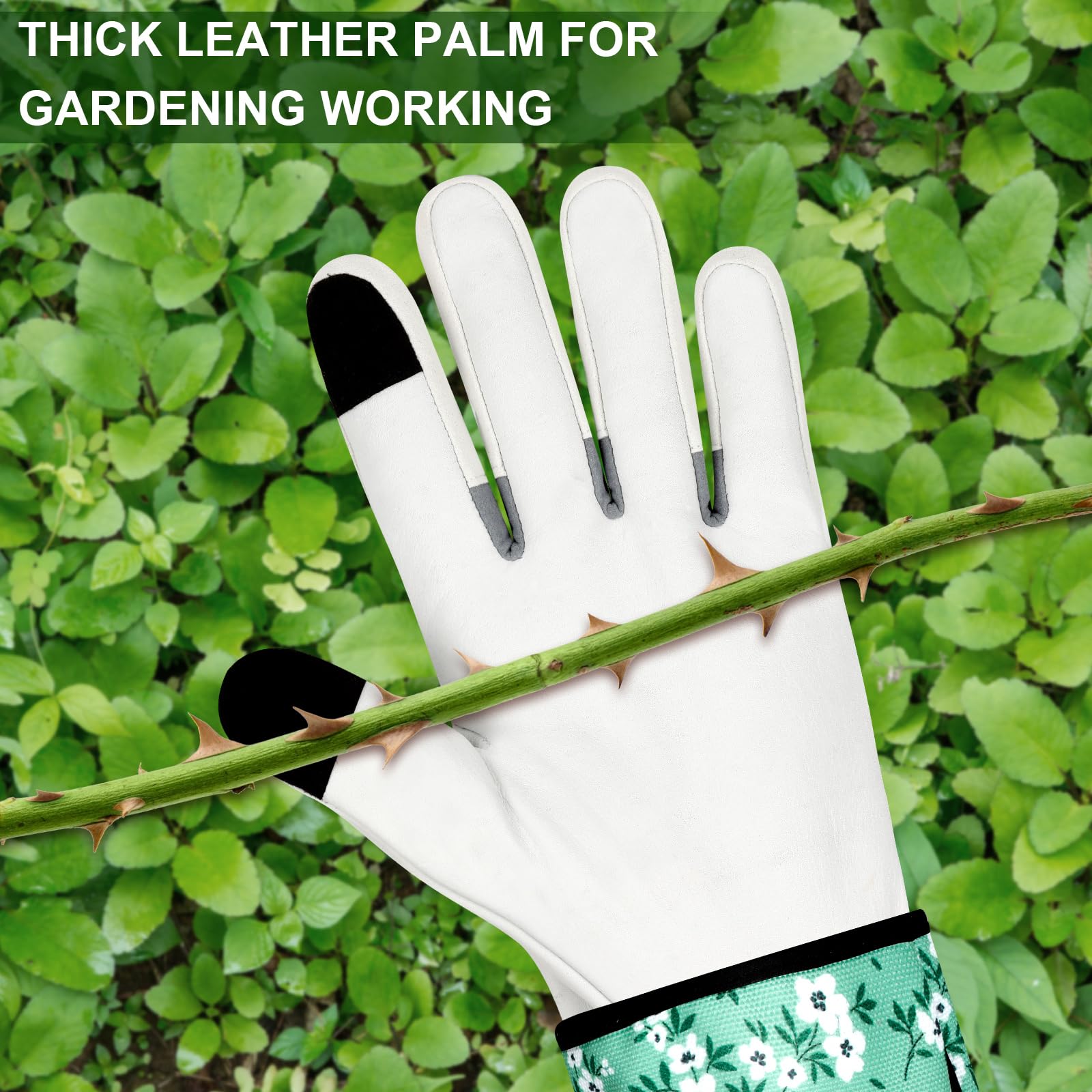 Gartenhandschuhe aus Leder für Damen, Dornenfeste Gartenhandschuhe, Touchscreen-Design, Arbeitshandschuhe zum Pflanzen, Graben, Beschneiden, Farbe E