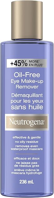 Neutrogena Gentle Oil-Free Eye Makeup Remover, Removes Waterproof Mascara, With No Oily Residue, Dermatologist Developed & Ophthalmologist Tested, Large Size 236 mL