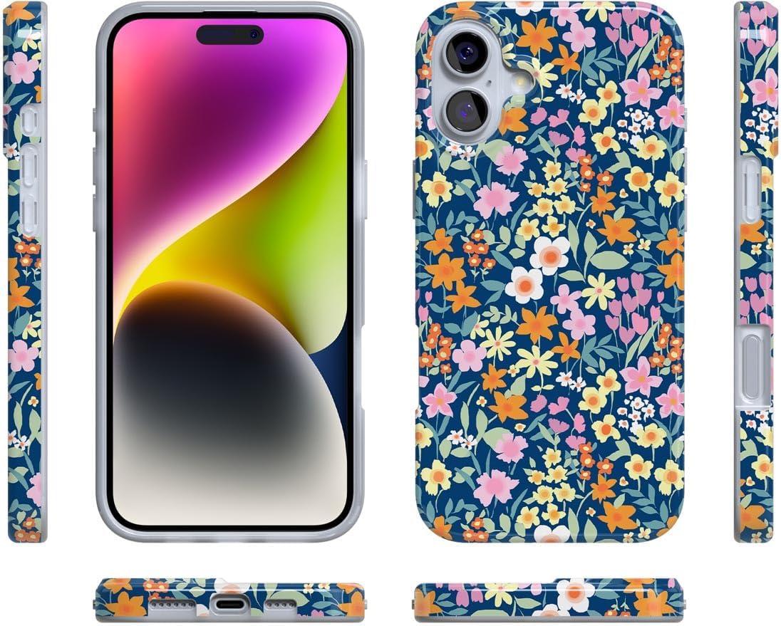 Casely iPhone 16 Plus Case | Full Bloom | Navy Floral | Compatible with MagSafe | Classic Ultra Slim Design - Image 8