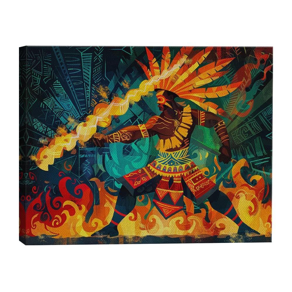 HomeGiftCentral Samoan Fire Knife Dancing Folk Art 1 Canvas Wall Art Picture Prints Artwork Framed For Living Room Wall Home Decor Gifts For Family Art Easy Hanging