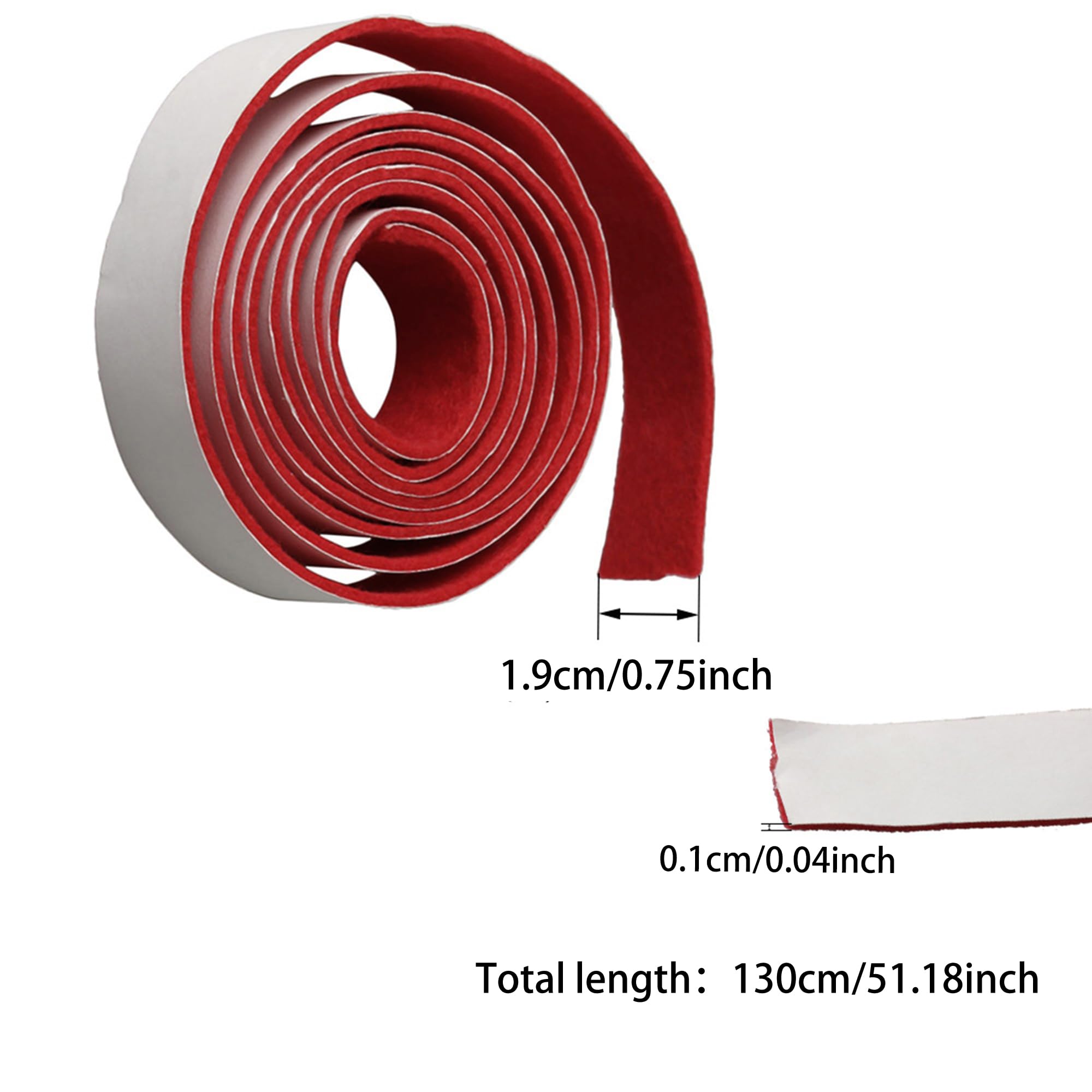 Yibuy Tira roja del fieltro del carril de la primavera para el reemplazo del teclado del piano 130x1.9cm