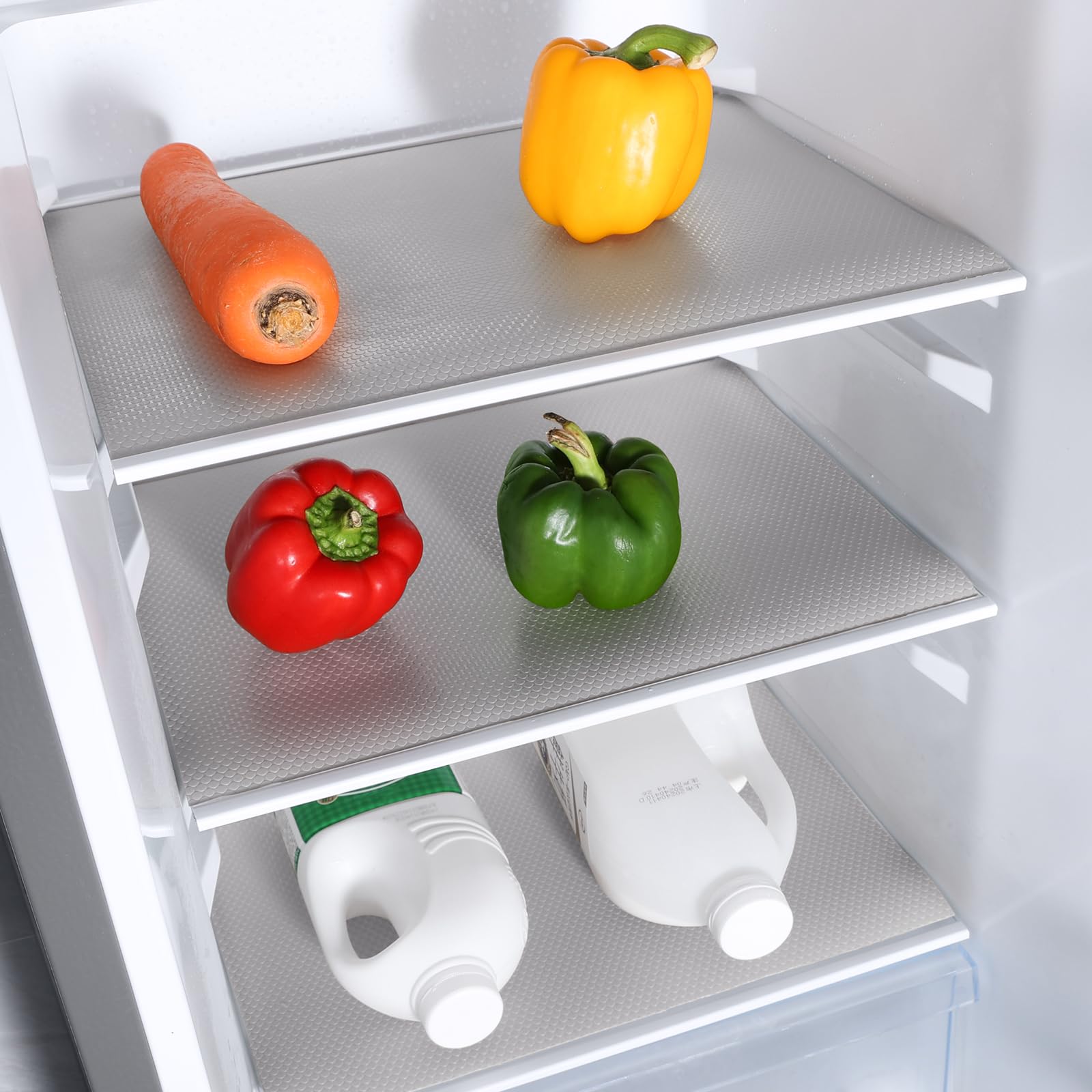 Revestimientos de estante gris claro para gabinetes de cocina, forro de cajón no adhesivo para baño, impermeables, para refrigerador, tapetes de plástico, forro de armario, 23.6 x 236.2 pulgadas