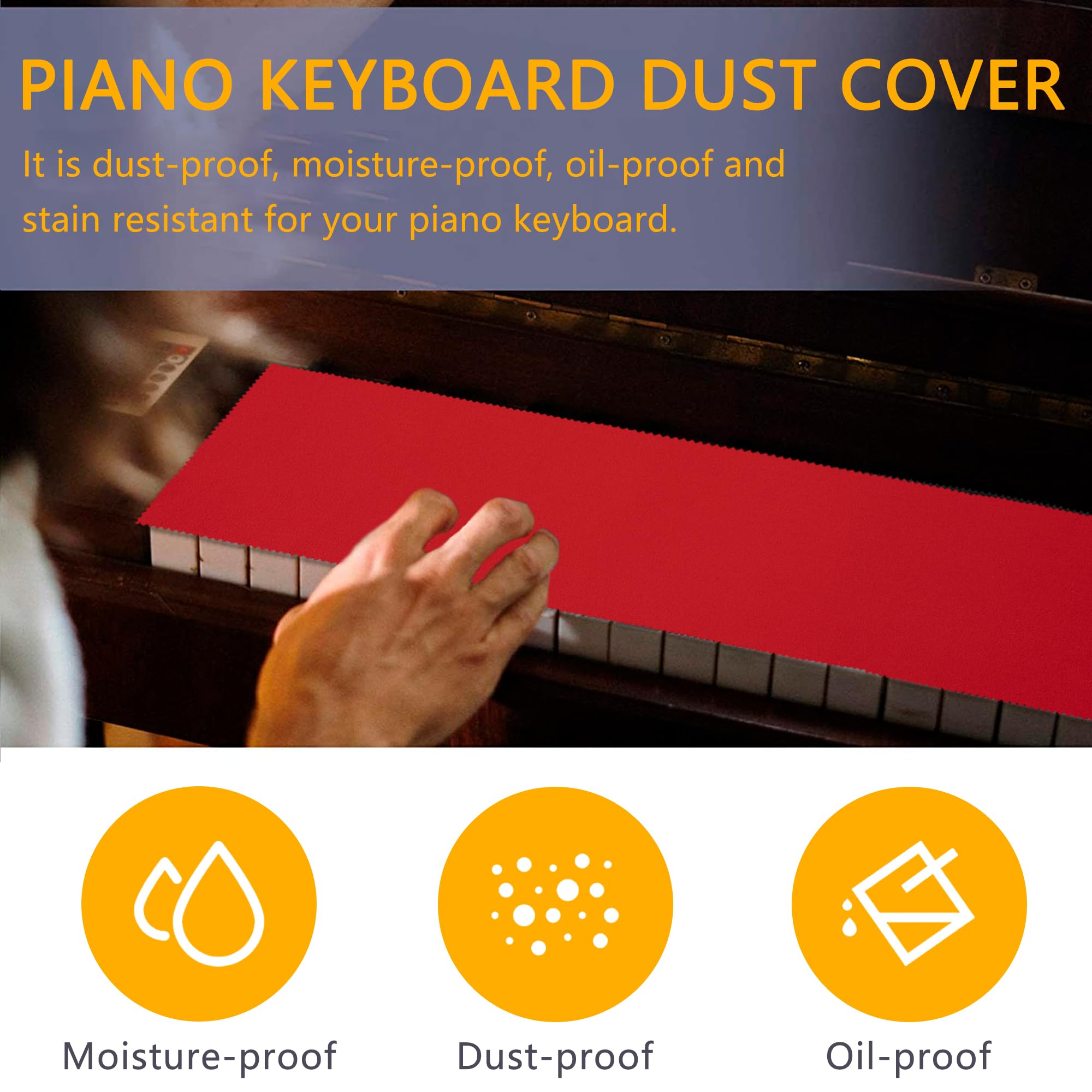 Musiin Piano Keyboard Dust Cover for 88 Keys, Suitable for Grand Upright Pianos Digital Pianos, and Electric Keyboards - Image 4