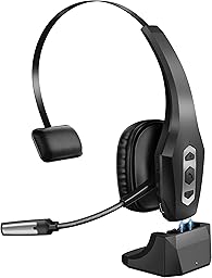 OTYHVV Trucker Bluetooth Headset with Charging Base, Wireless Hands-Free Headset with Noise Canceling Mic & Mute Button, 56Hrs Working Time PC Headsets for Cell Phones, Computer, Truck Driver