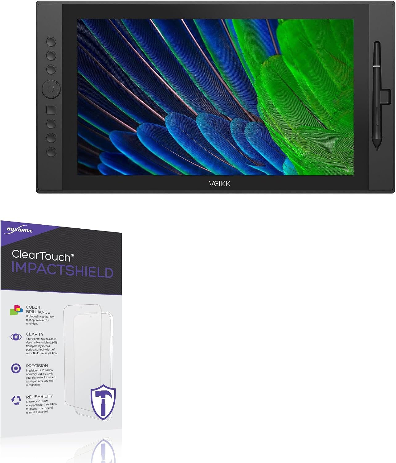 BoxWave Screen Protector Compatible with Veikk Studio VK1560 - ClearTouch ImpactShield (2-Pack), Impenetrable Screen Protector Flexible Film