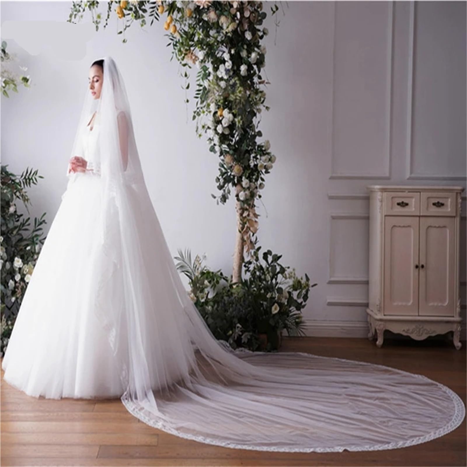 Genérico 3 Meters Edge Bridal Veil Elegant Wedding Veil for Brides Veu de Noiva Voile Mariage Velo Sposa